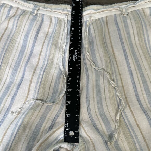 Kate Hill Casual Linen Pants XL Striped Pocket Drawstring Beach Coastal Boho - Picture 12 of 15